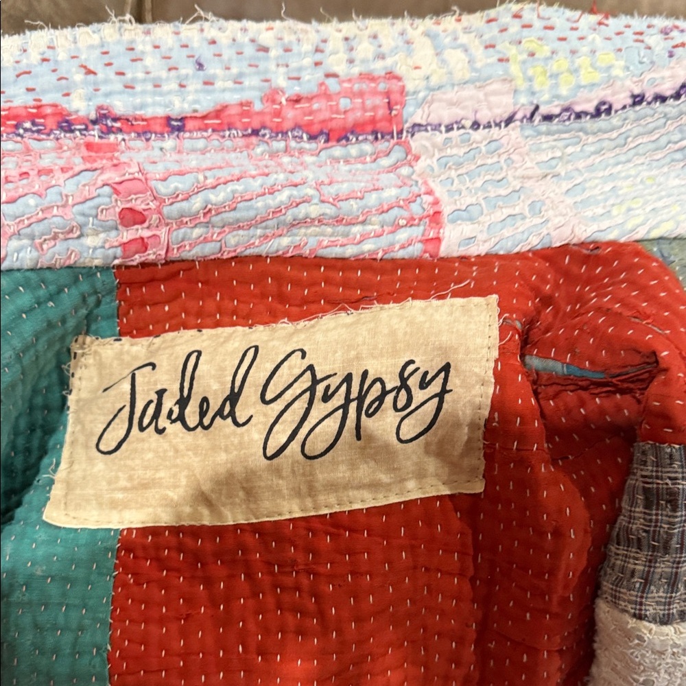 NEW- Jaded Gypsy Boho Kantha Patchwork Long Coat - Multi Color - Picture 11 of 11